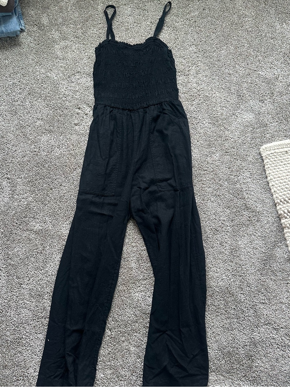 Universal Thread Black Smocked Strap Jumpsuit